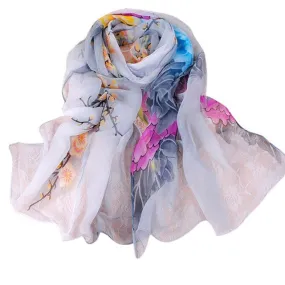 High Quality   Scarf Women Ladies Floral Scarf Soft Wrap Long Shawl Fashion Chiffon Scarf Women Foulard Femme GS