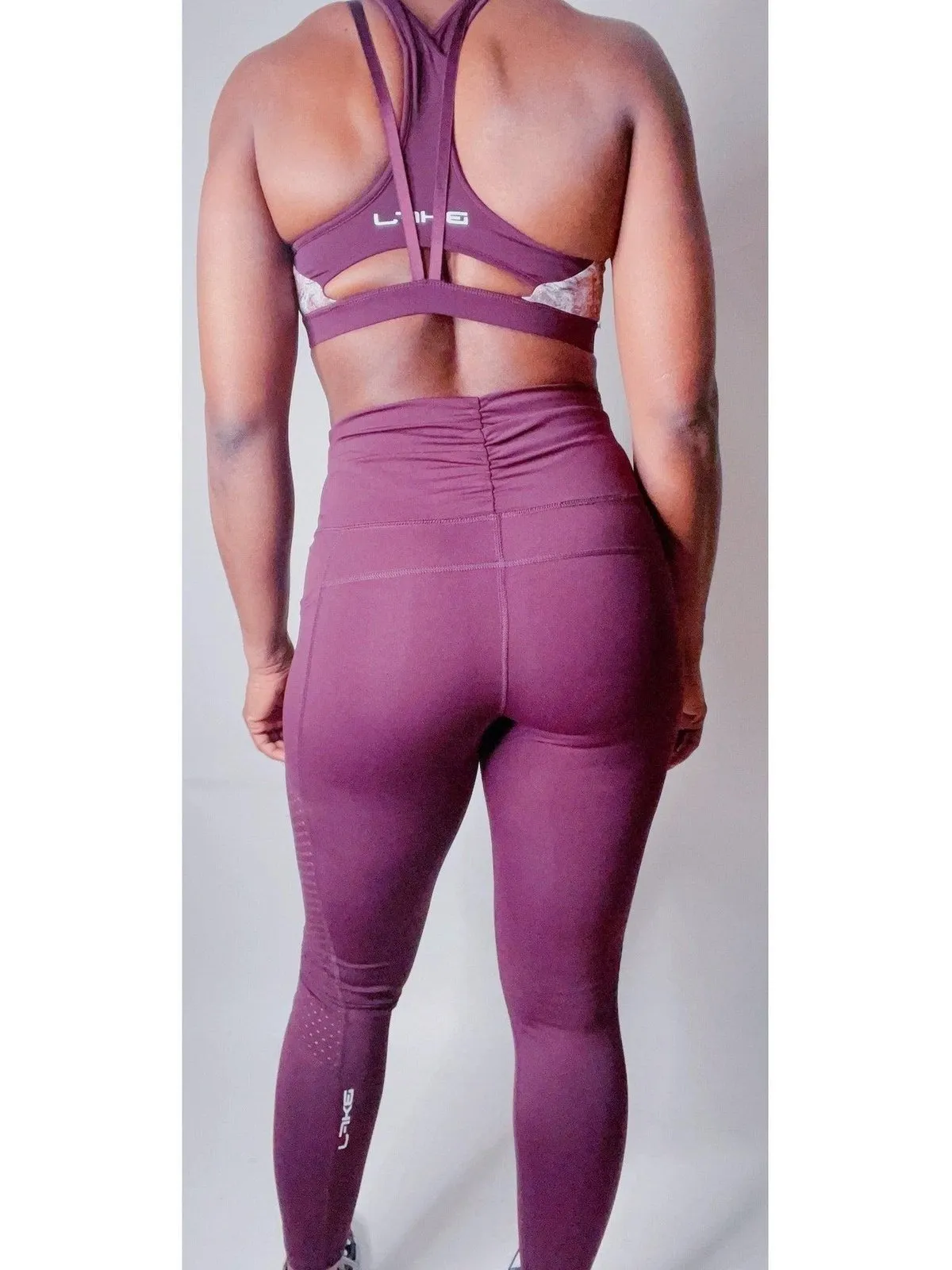 Highwaist Plum Leggings W/ Mesh Panels