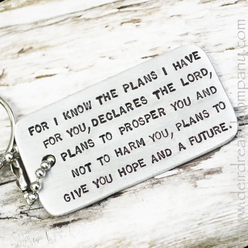 Jeremiah 29:11 Pewter Dog Tag Key Chain