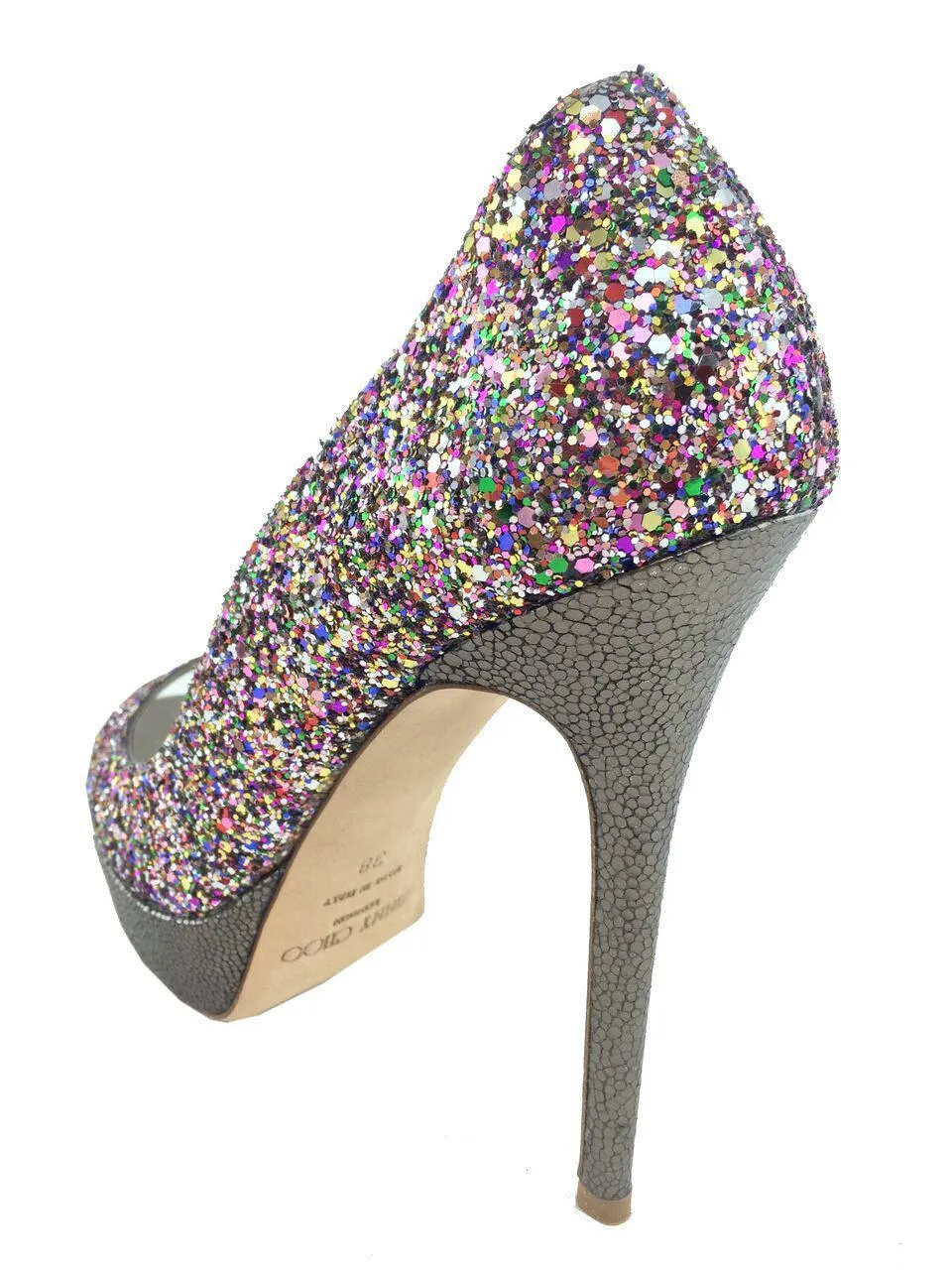 Jimmy Choo Crown Glitter Platform Pumps Size 8