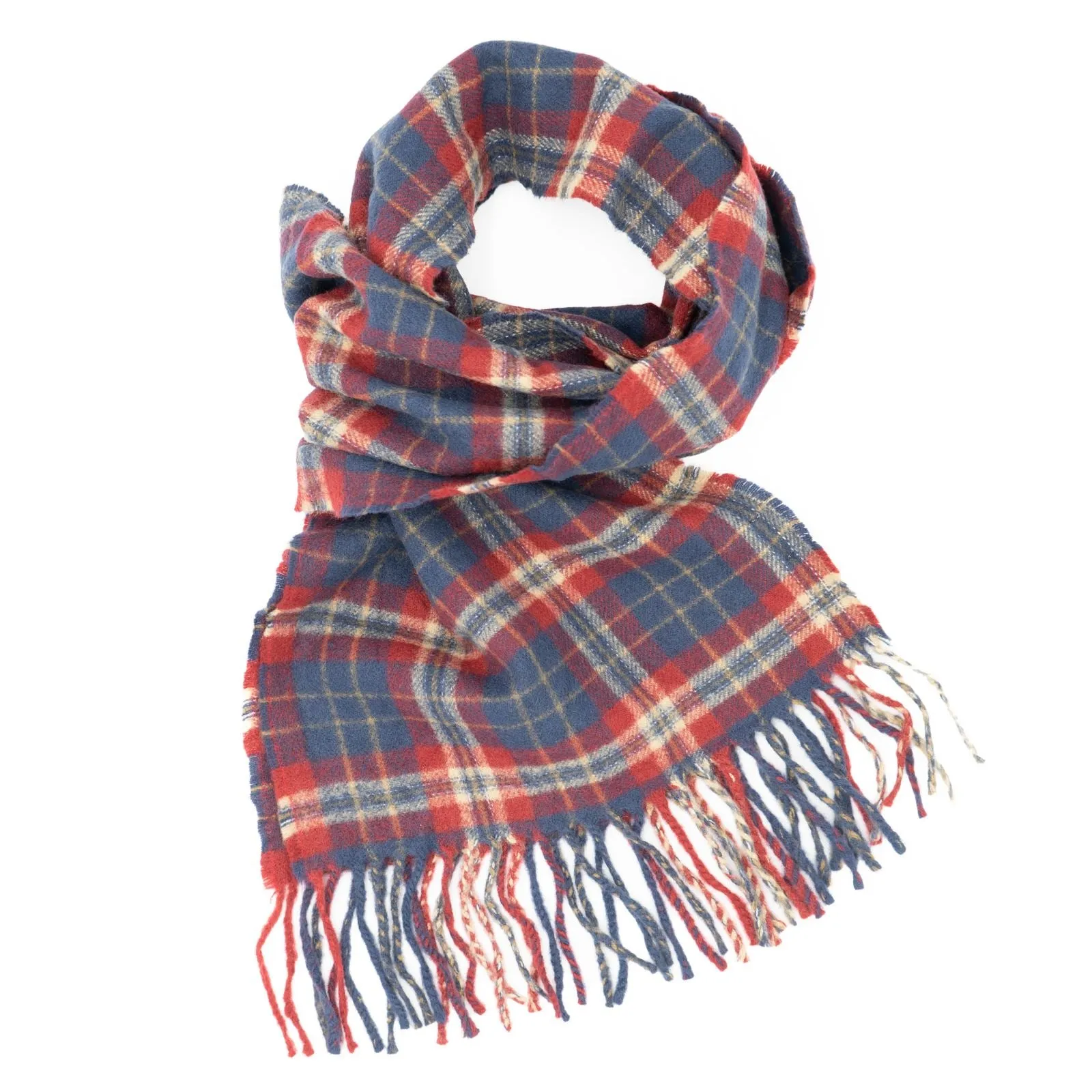 Joules Check Red Brushed Wool Mix Tytherton Scarf for Men