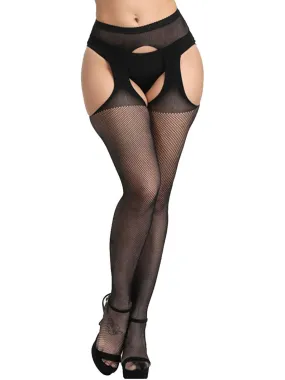 Lace Hollow Crotchless Stockings