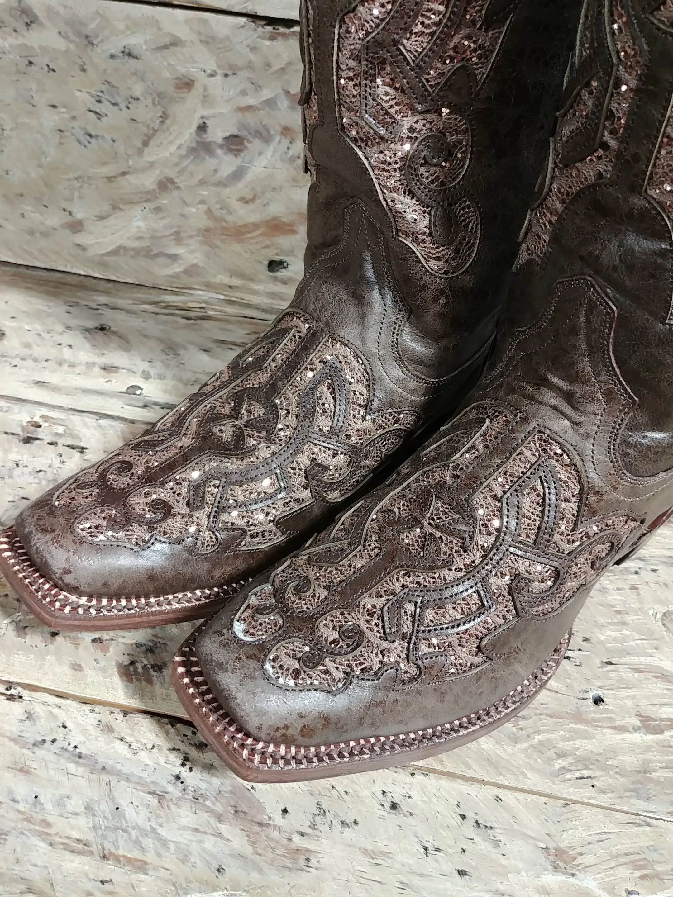 Ladies Brown Shimmer Boots