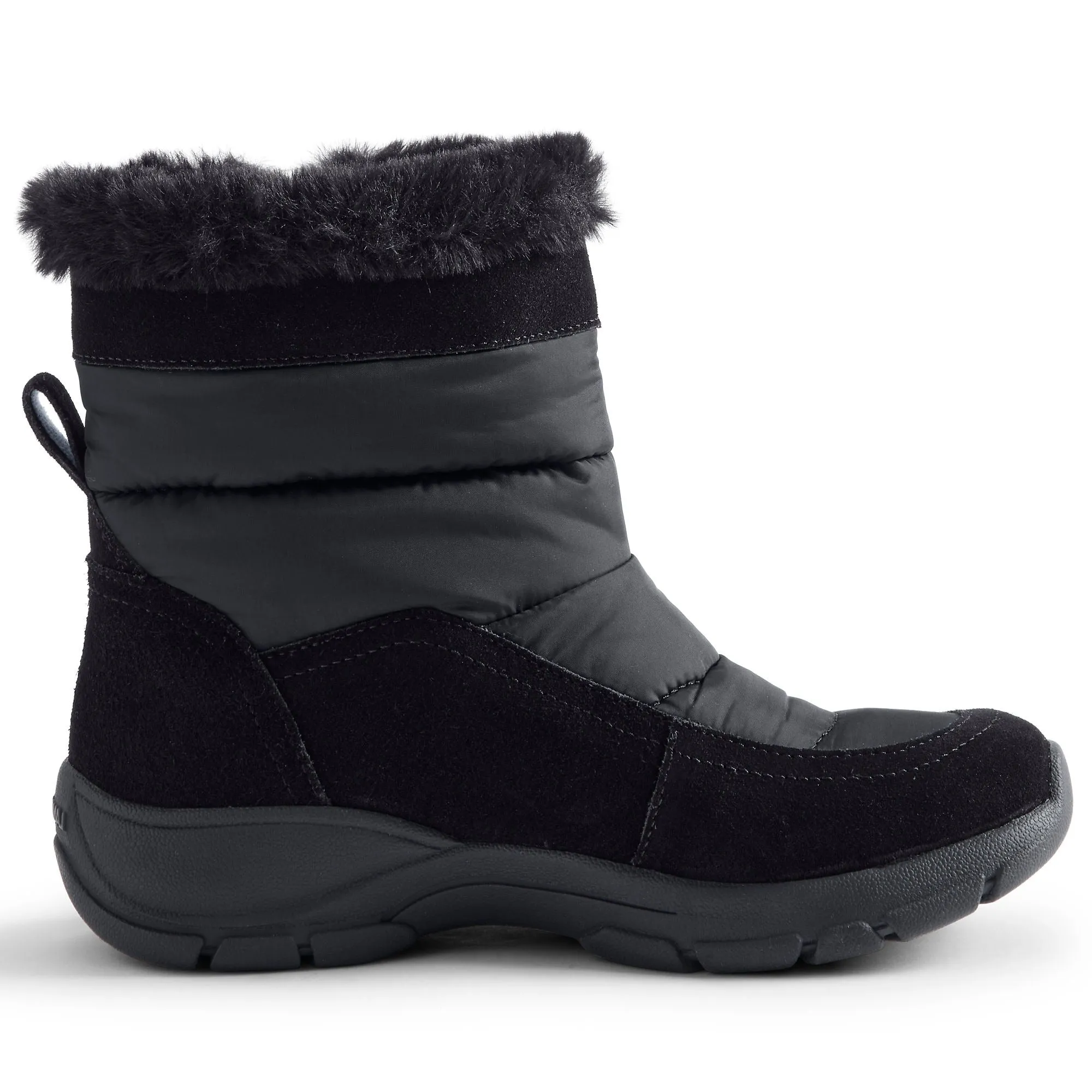 Lands' End Women's All Weather Short Insulated Winter Snow Boots Black Suede