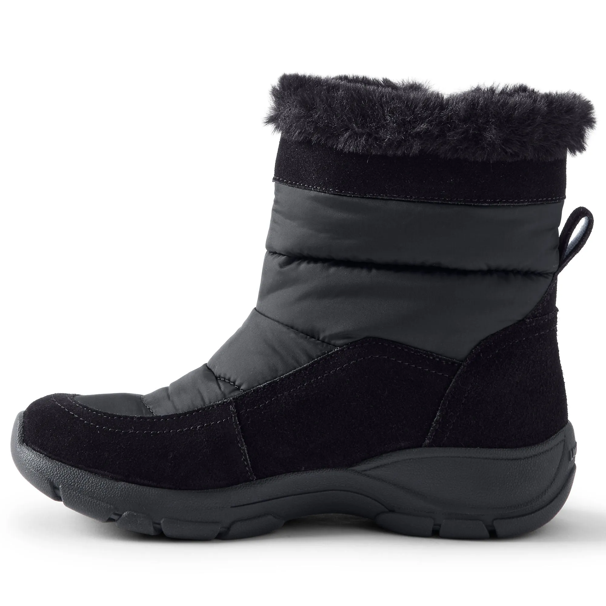 Lands' End Women's All Weather Short Insulated Winter Snow Boots Black Suede