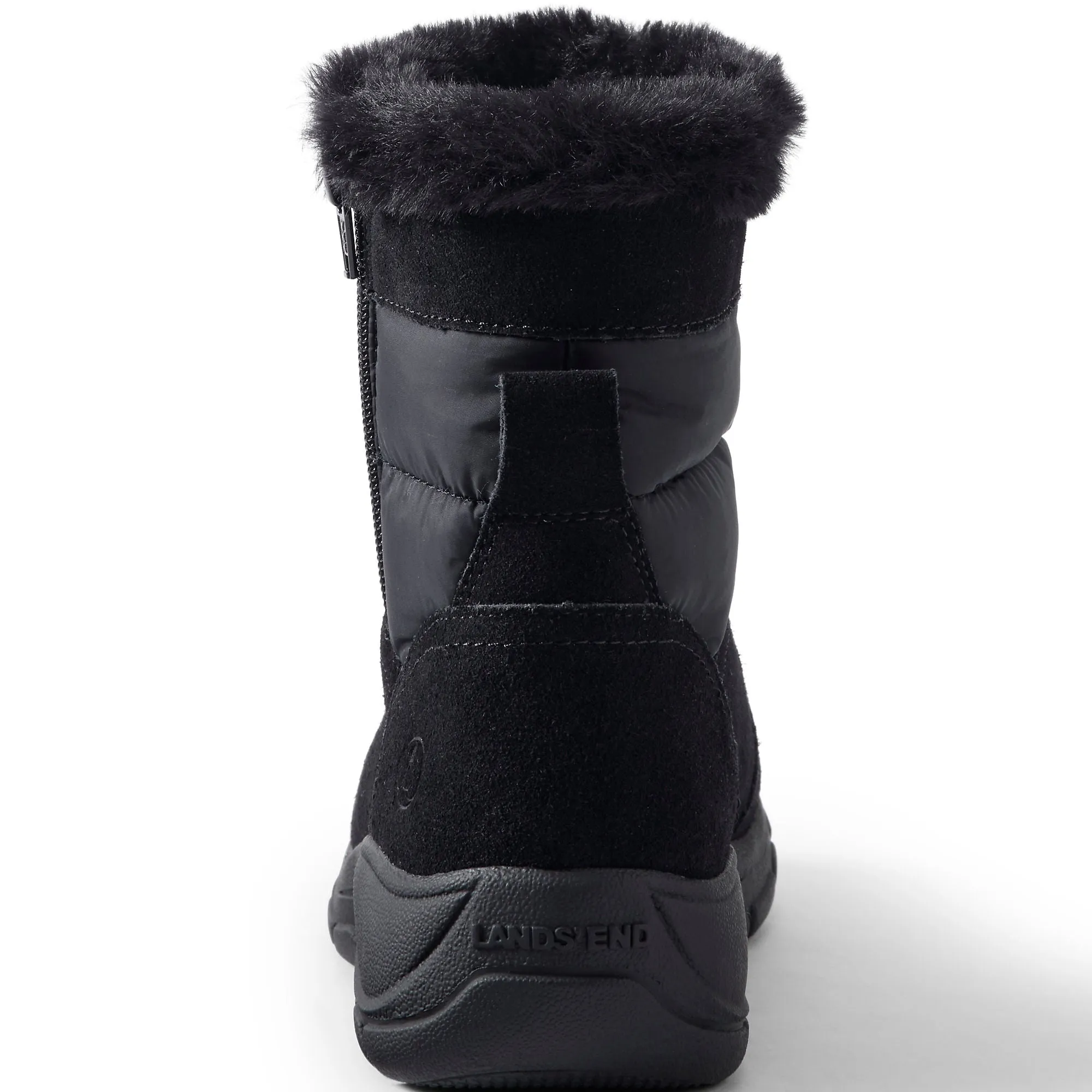 Lands' End Women's All Weather Short Insulated Winter Snow Boots Black Suede