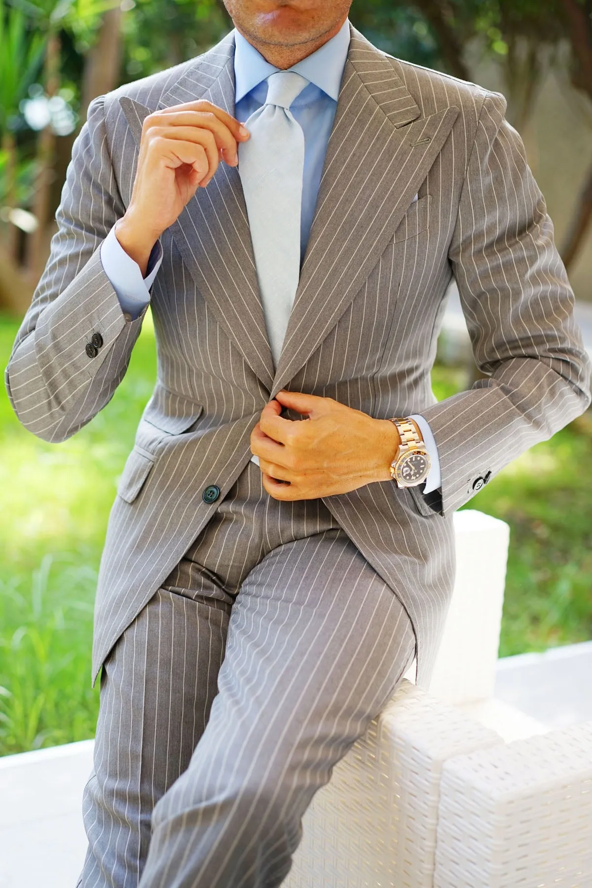 Light Blue Linen Chambray Necktie