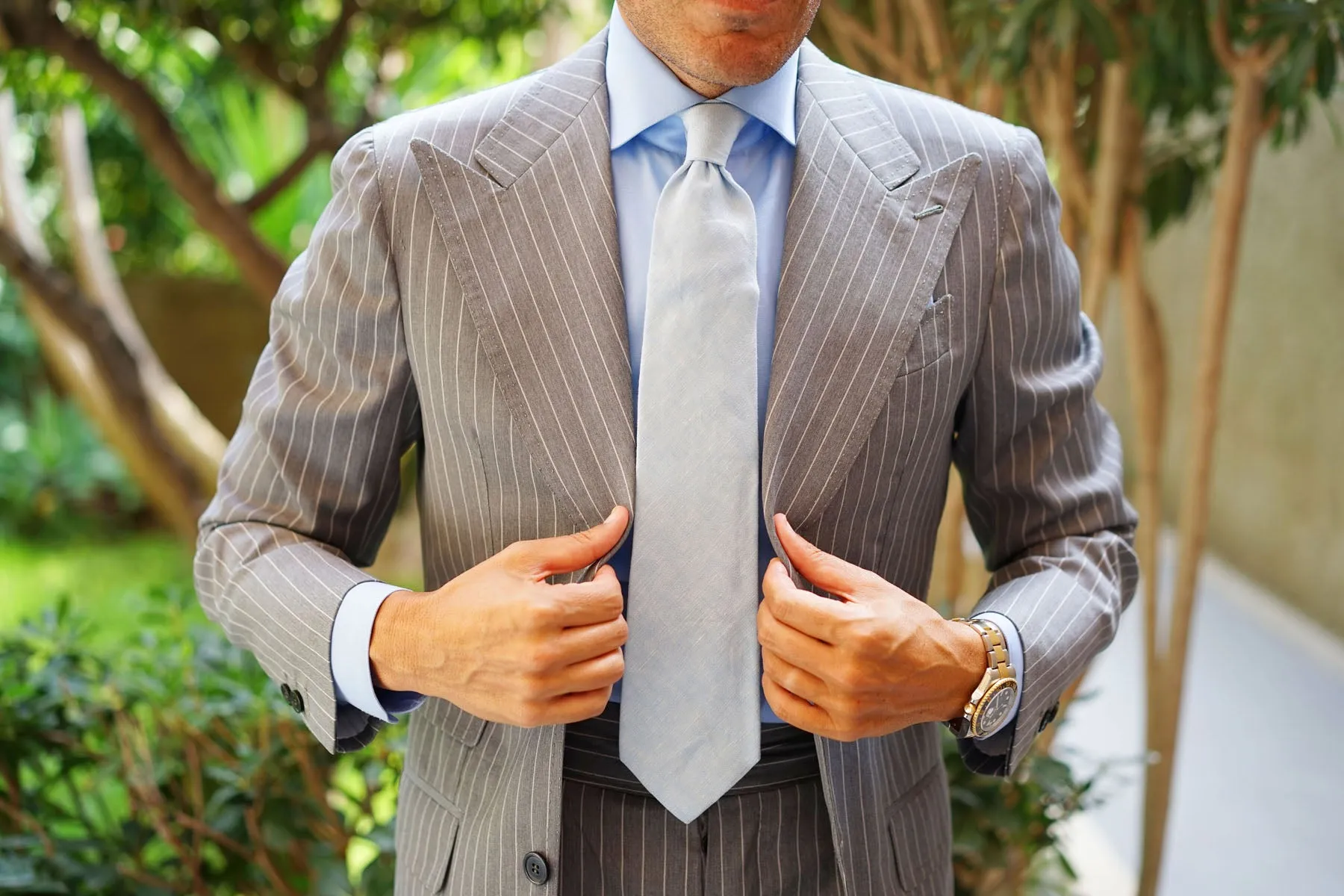 Light Blue Linen Chambray Necktie