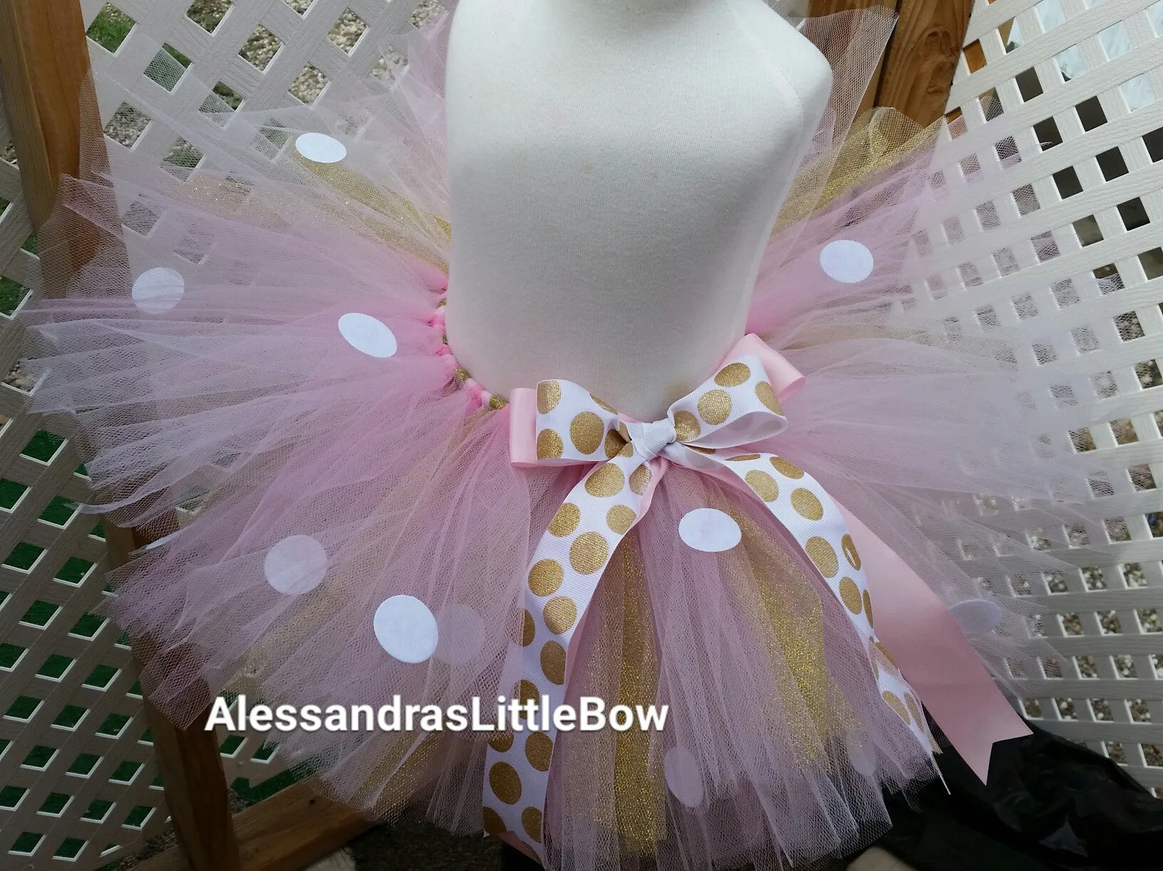 Light pink and gold Minnie mouse tutu skirt