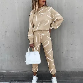 Long Sleeve Pocket Blouse Drawstring Pants Suit Spring Autumn S 070087492