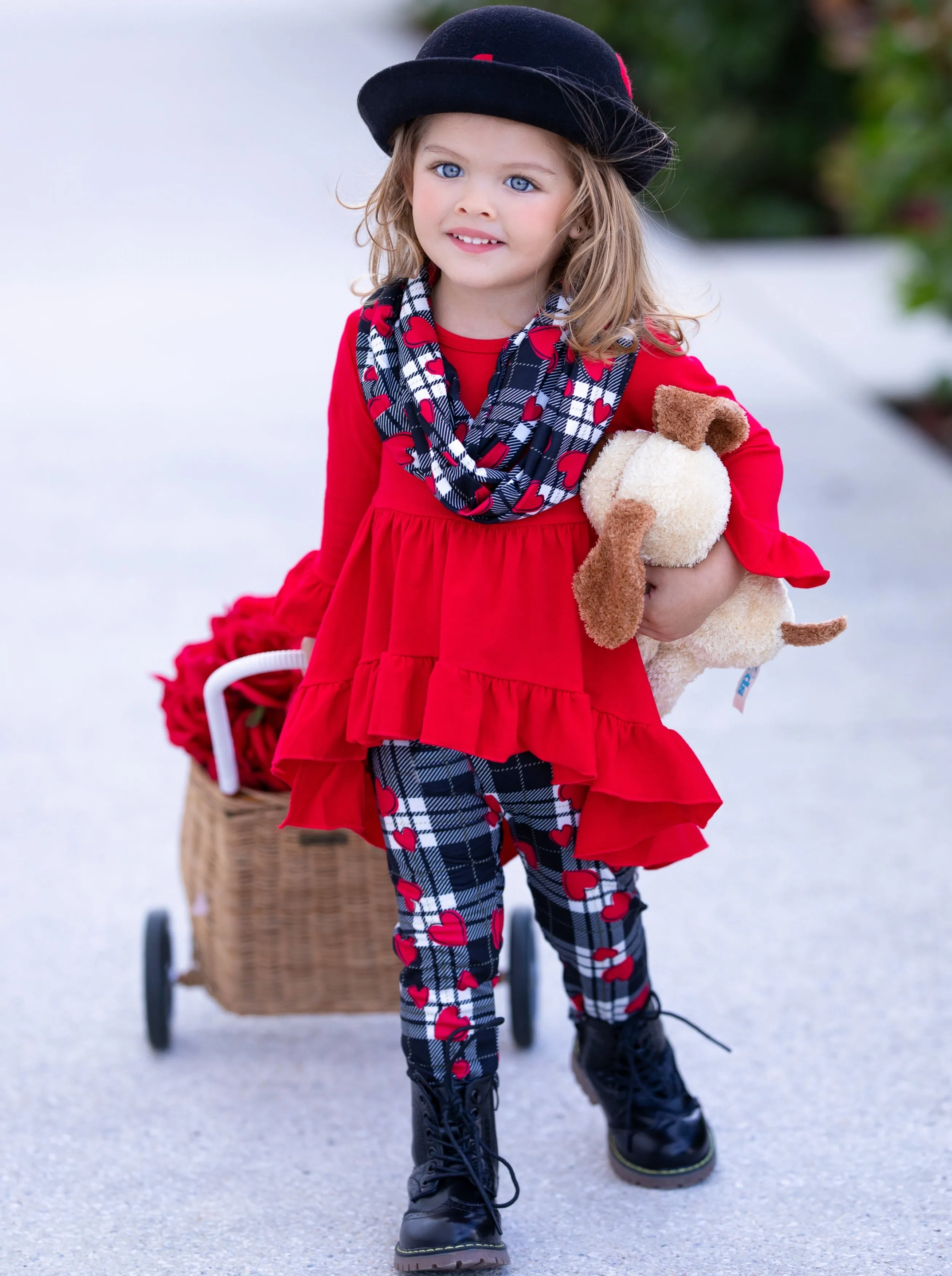 Lots of Love Red Tunic, Scarf and Legging Set