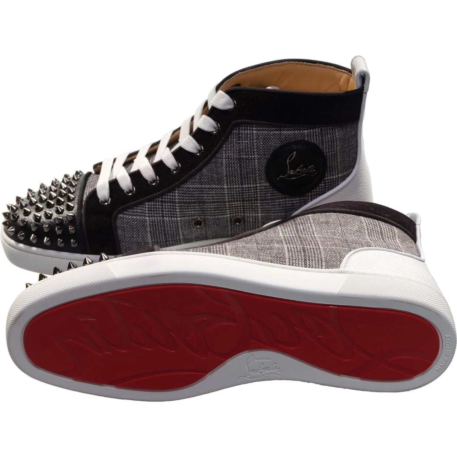 Lou Spikes Orlato Flat Contrast and Studded High Top Sneakers