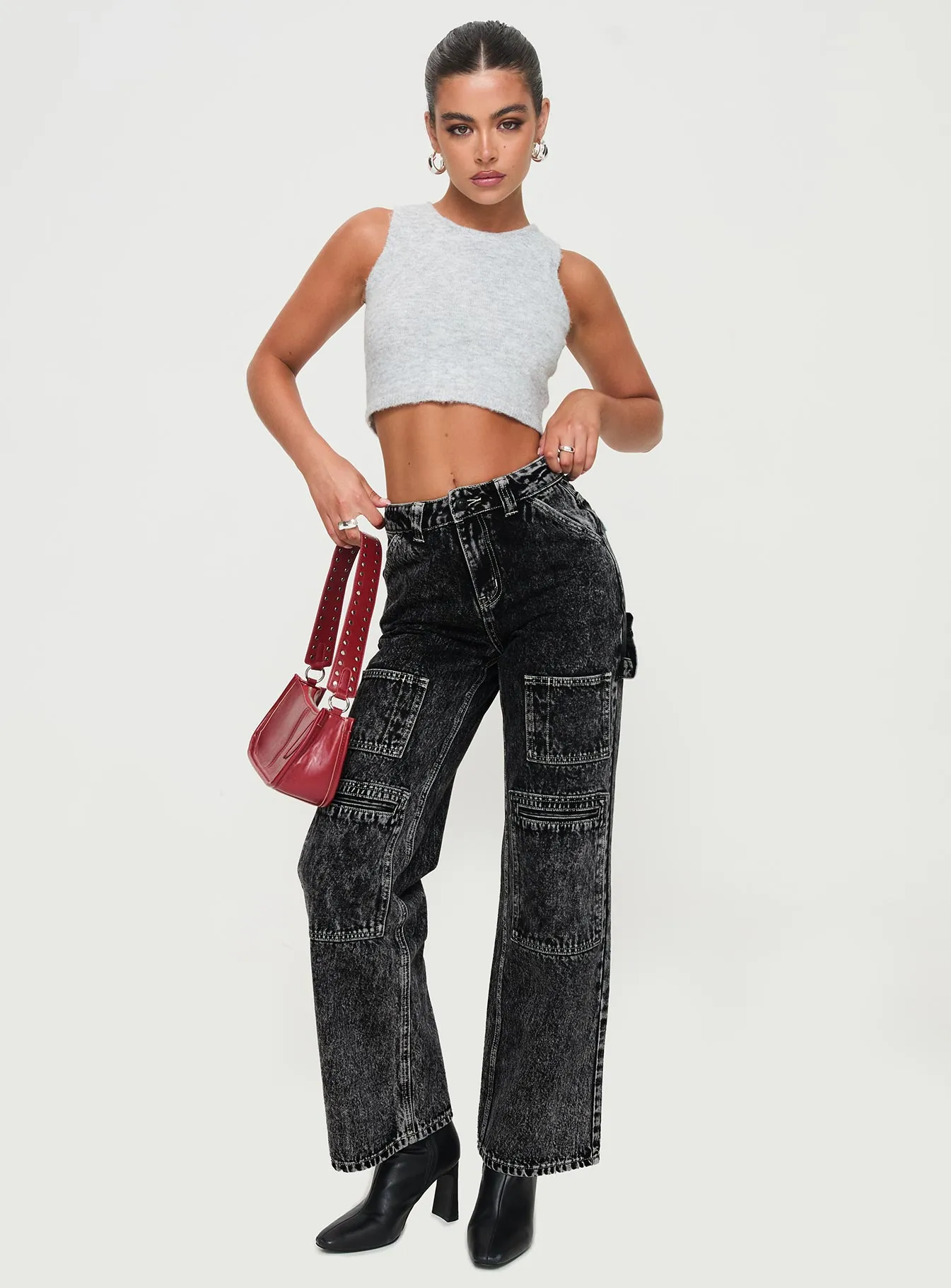 Malachie High Rise Jeans Black Acid Wash