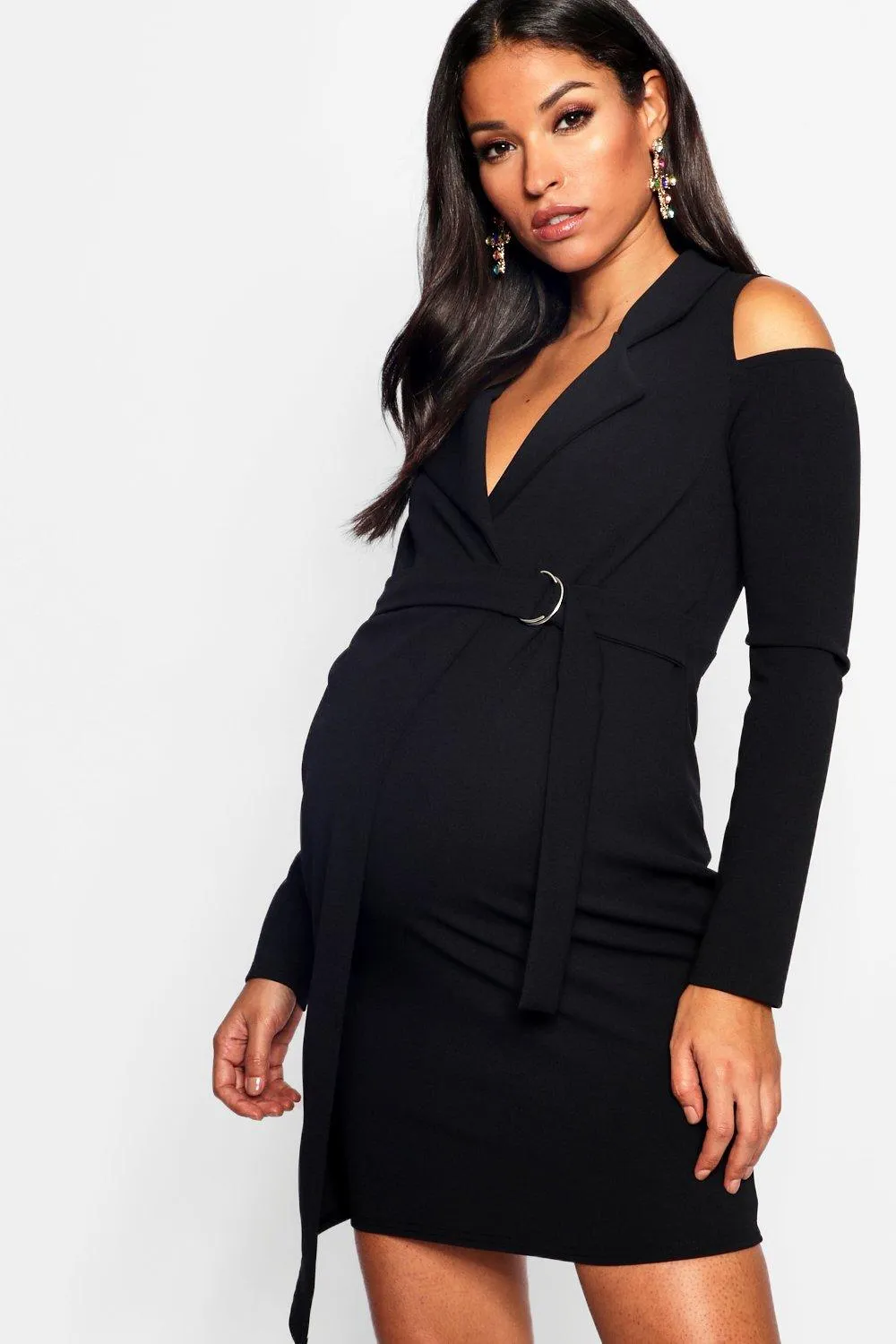 Maternity Cold Shoulder Blazer Dress