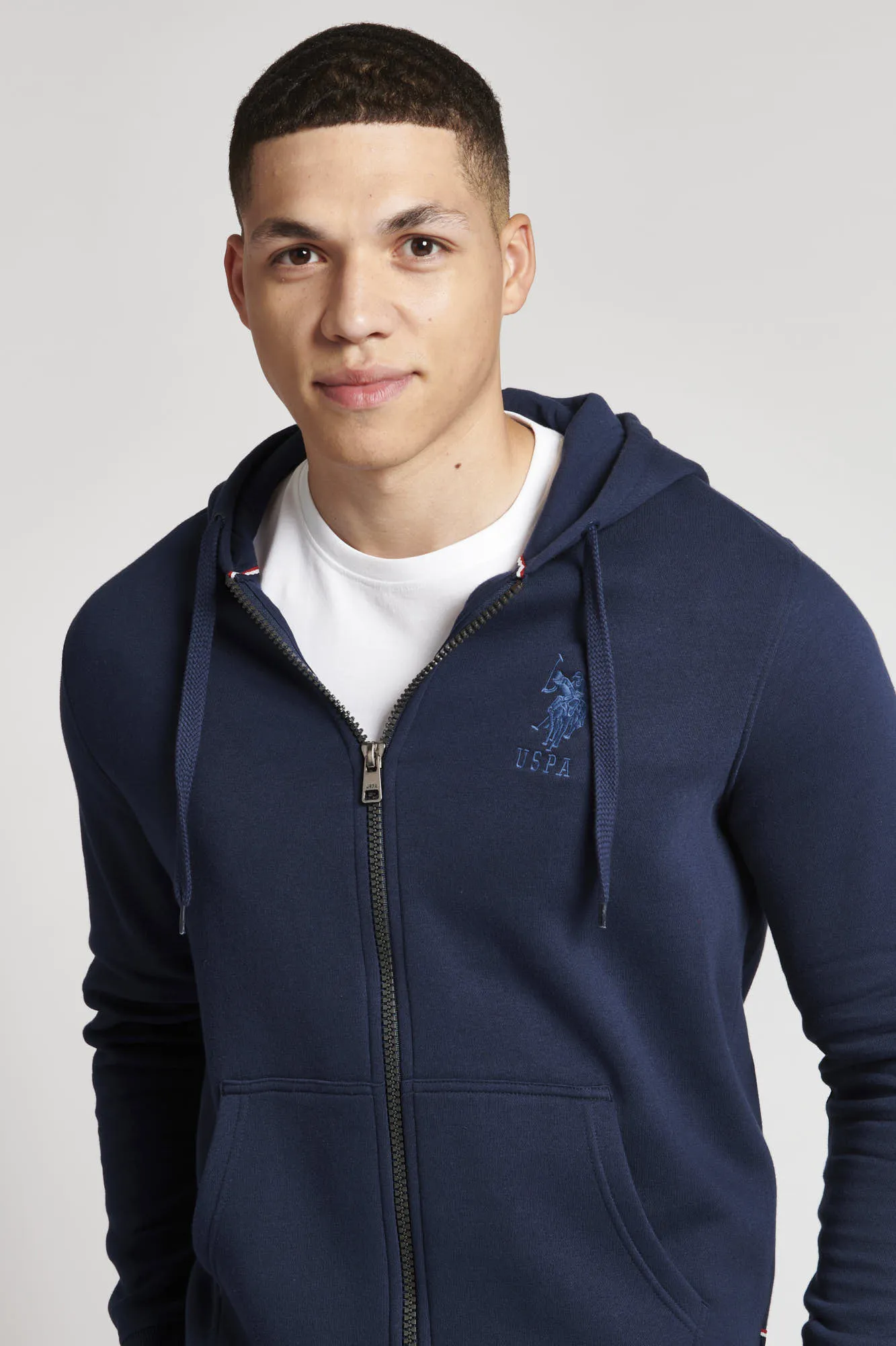 Mens Player 3 Zip-Through Hoodie in Navy Blue