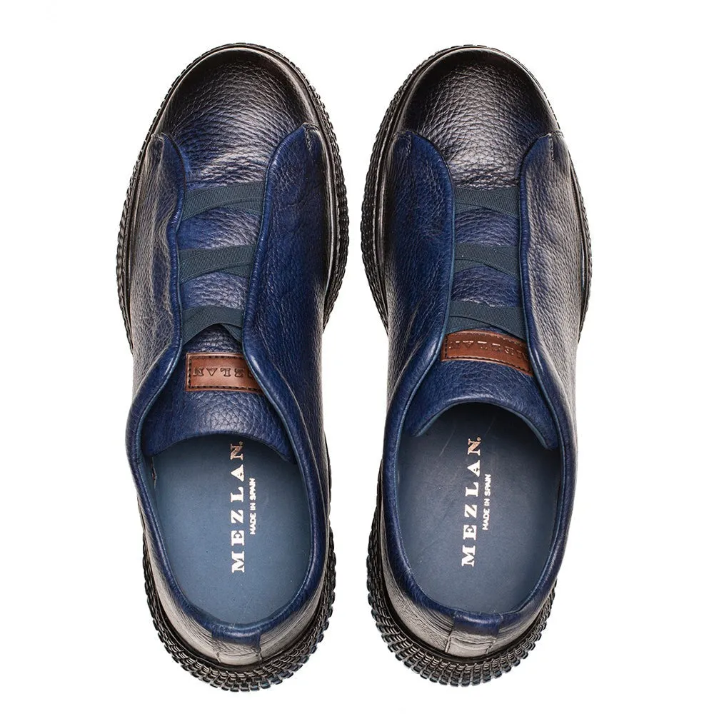 Mezlan Calico 20947 Men's Shoes Blue Deer-Skin Leather Slip-On Sneakers (MZ3663)