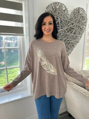 Mocha Gold Feather Knit Kimmy