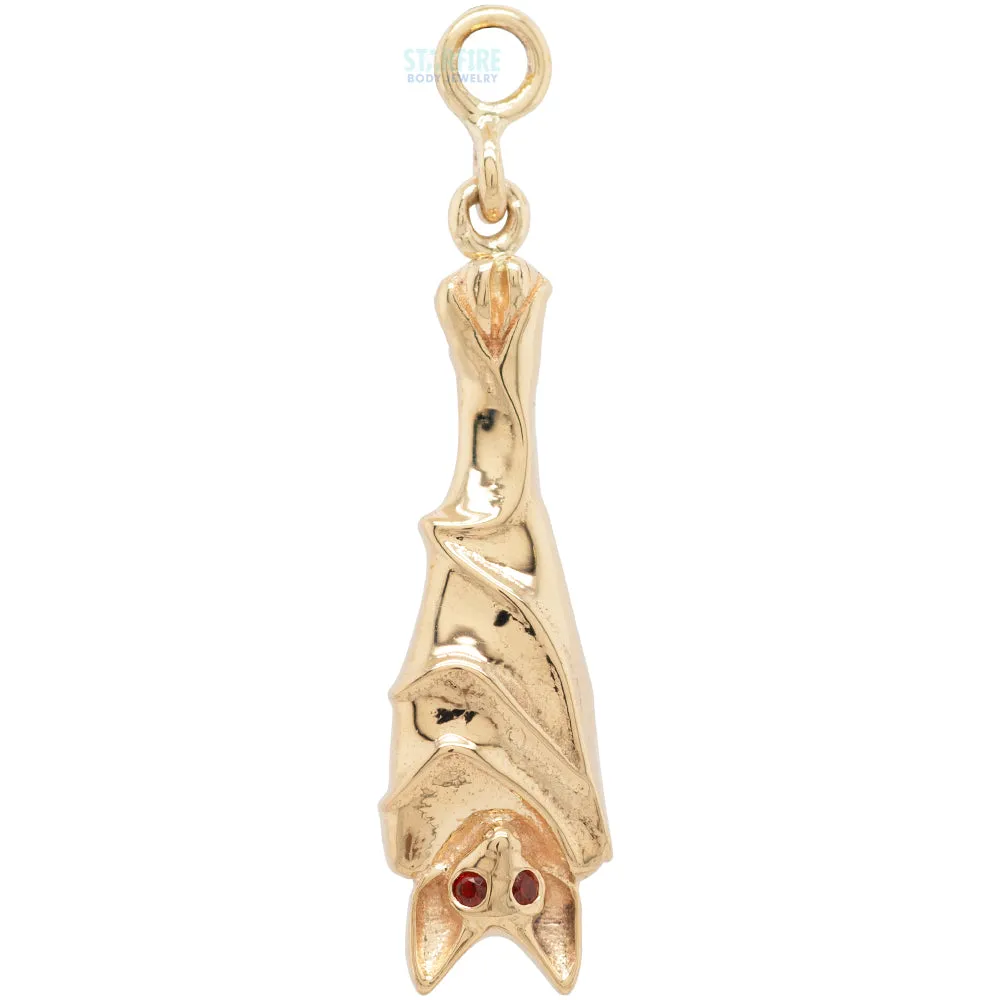 Morbius Bat Charm in Gold with Garnets