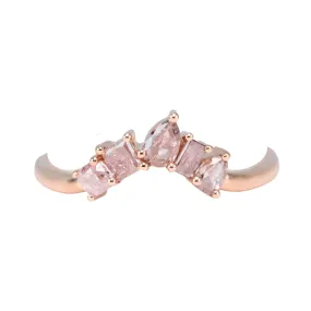 Natural Pink Diamond Curve Crown Ring 14K Rose Gold R5079