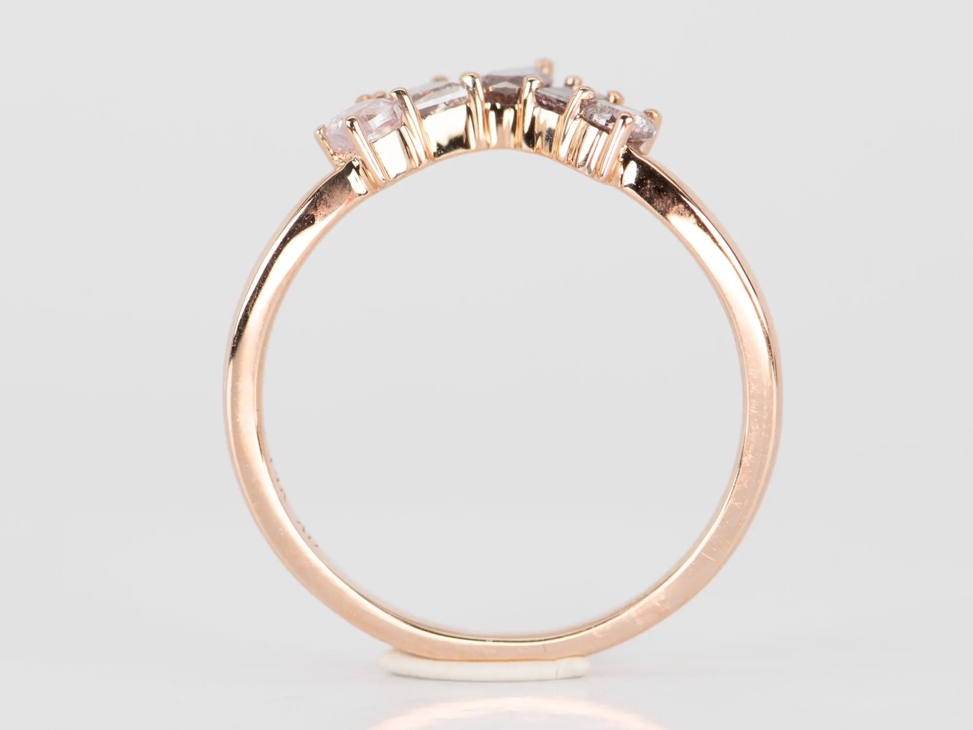 Natural Pink Diamond Curve Crown Ring 14K Rose Gold R5079