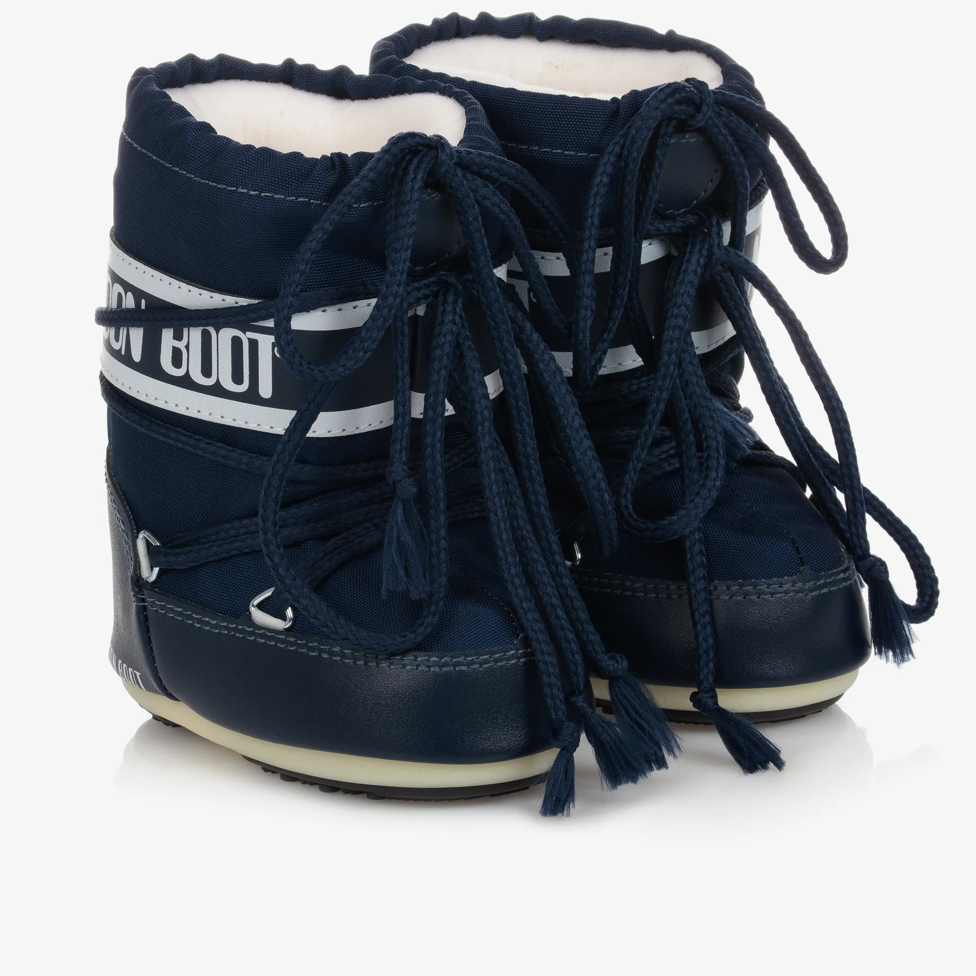 Navy Blue Mini Nylon Snow Boots