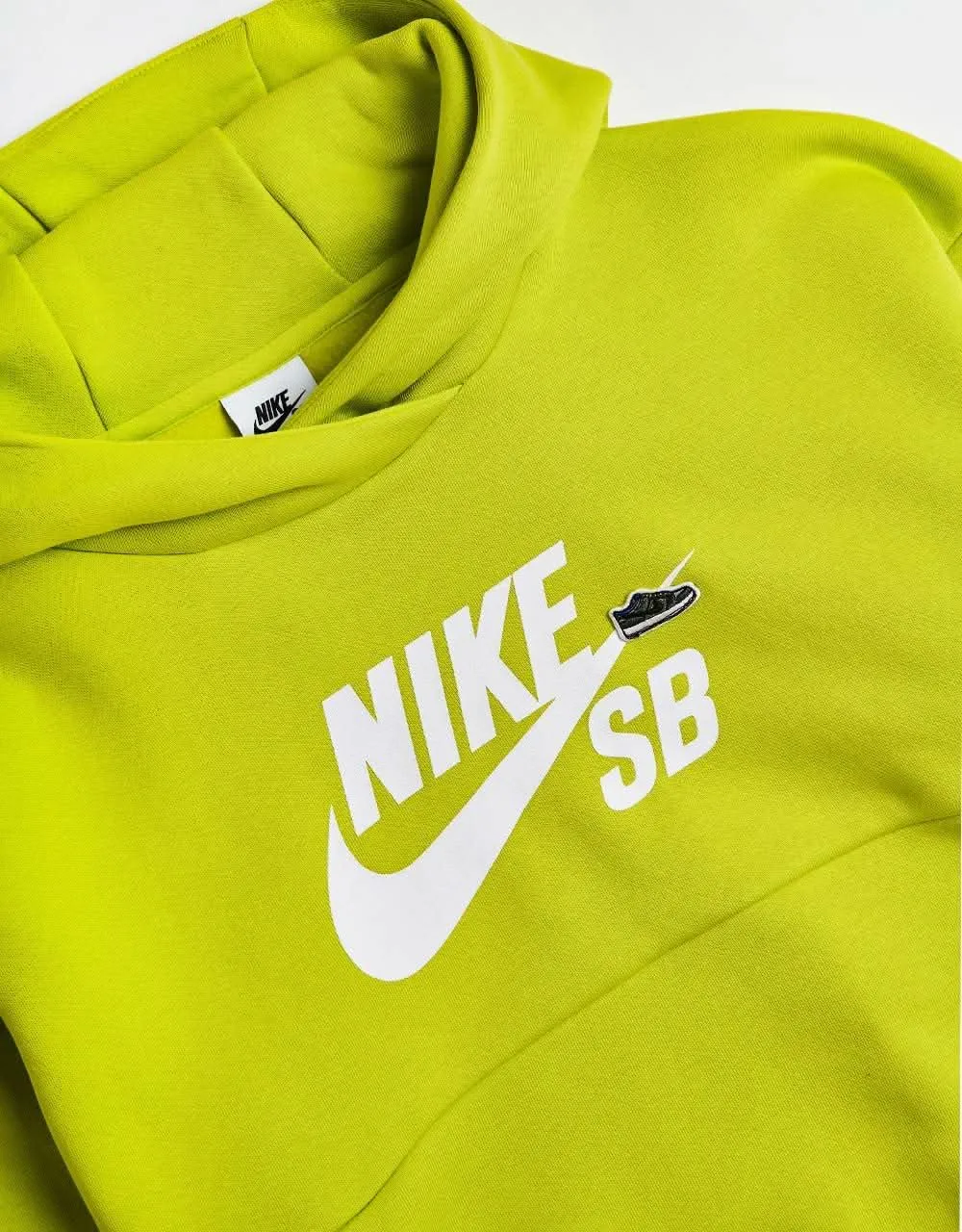 Nike SB Icon Kids Pullover Hoodie - Bright Cactus/White