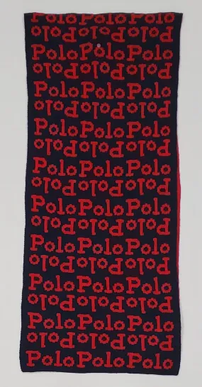 Nwt Polo Ralph Lauren Red/Navy Allover Spellout Scarf