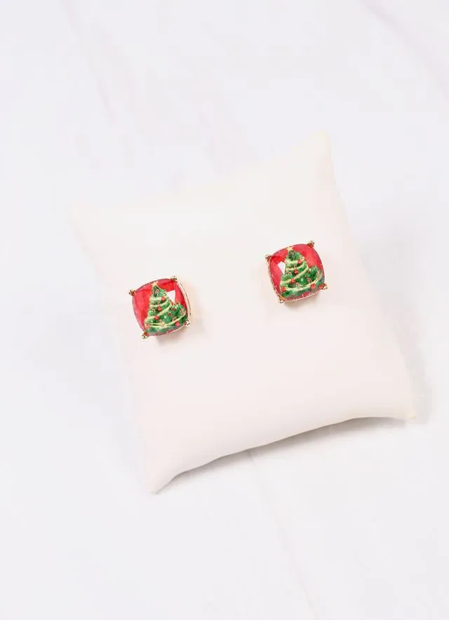 Oh Christmas Tree Stud Earring RED