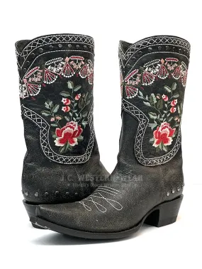 Old Gringo YL472-1 Womens Juliet Floral Embroidery Western Boots Black