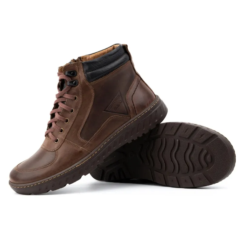 Olivier Men's winter boots leather ankle boots 950MP brown