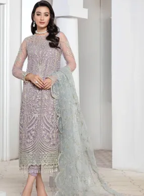 Pareesia by Zarif Embroidered Net Unstitched 3 Piece Suit - ZP-07 LILAC