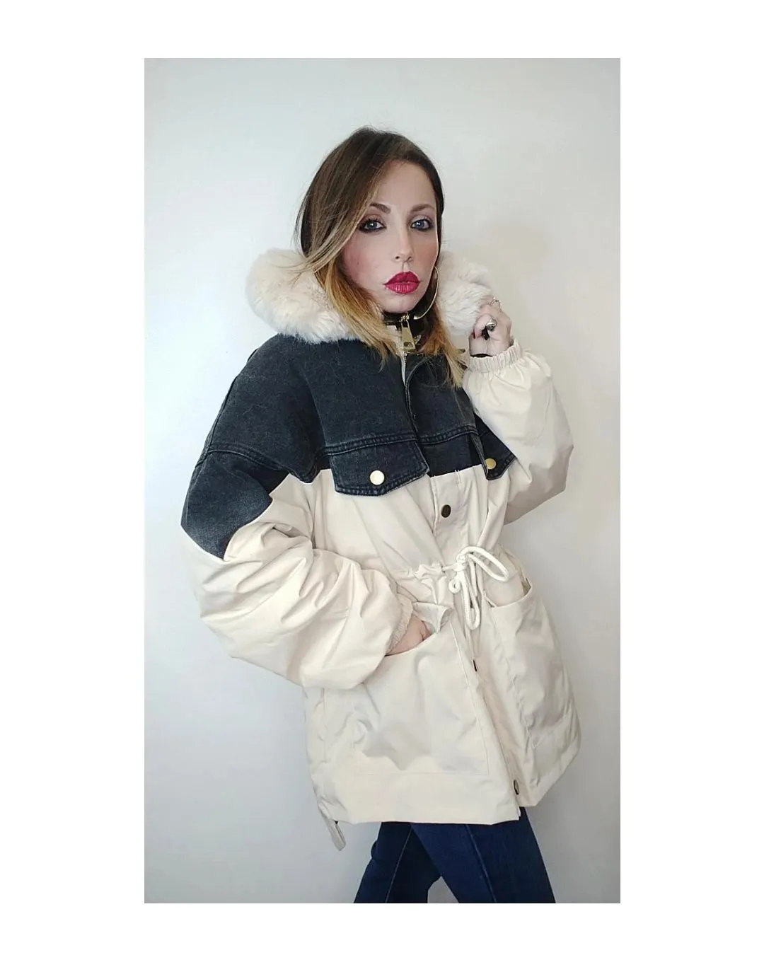 Parka eXtra: BEIGE/JEANS NERO!