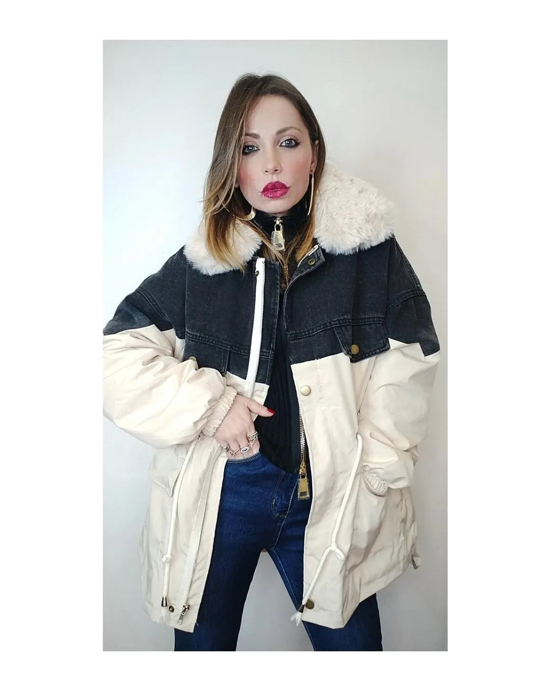 Parka eXtra: BEIGE/JEANS NERO!