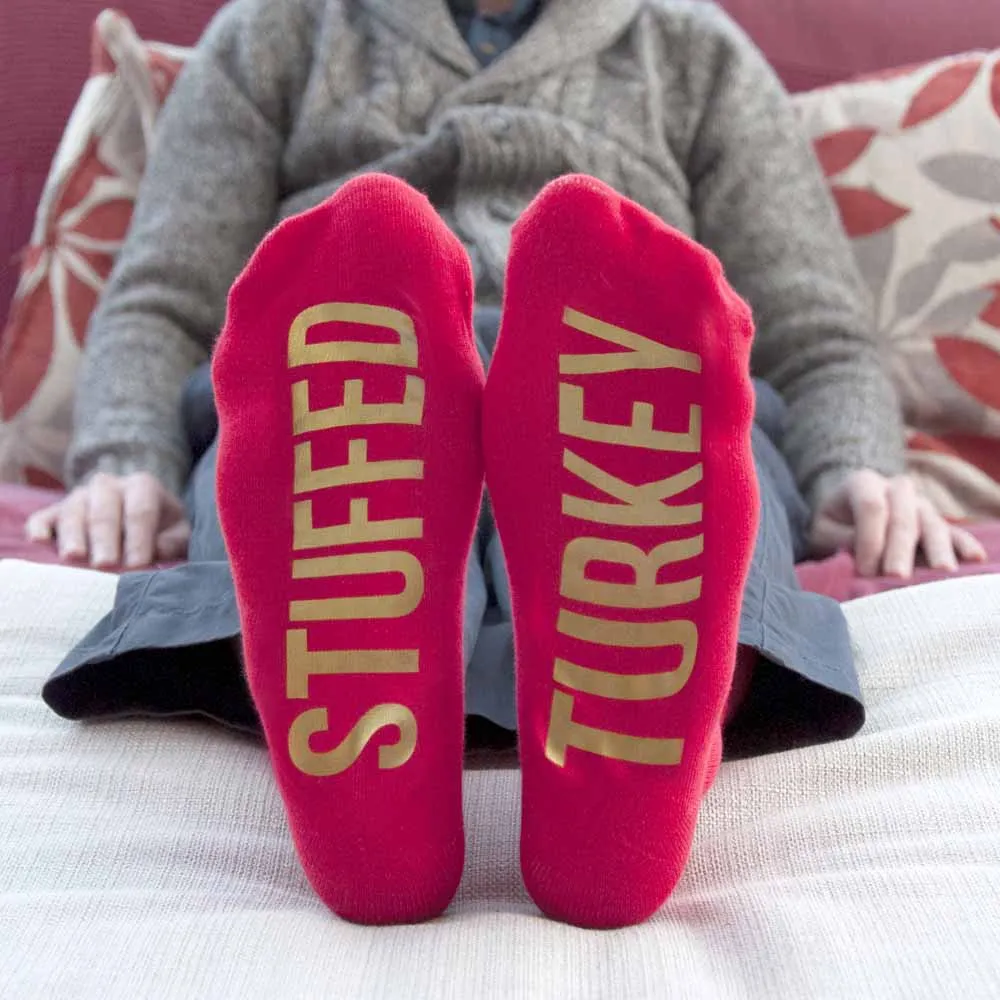 Personalised Crimson & Gold Christmas Day Socks