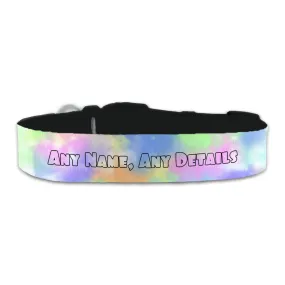 Personalised Large Dog Collar with Coloured Clouds Background