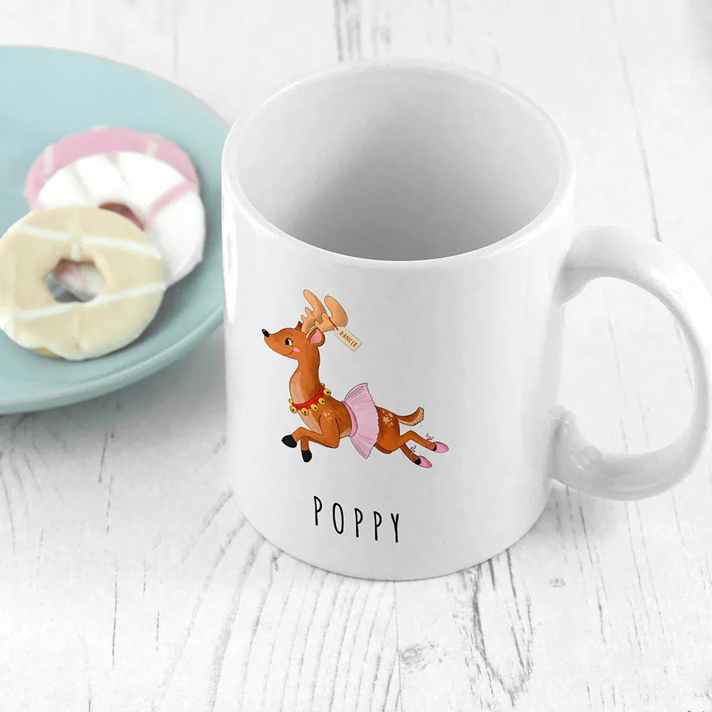 Personalised Reindeer Christmas White Mug