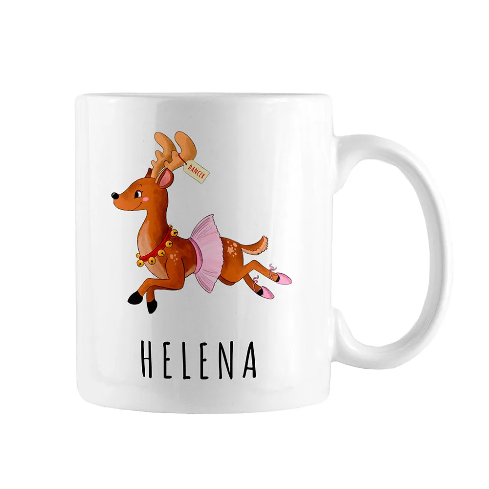 Personalised Reindeer Christmas White Mug