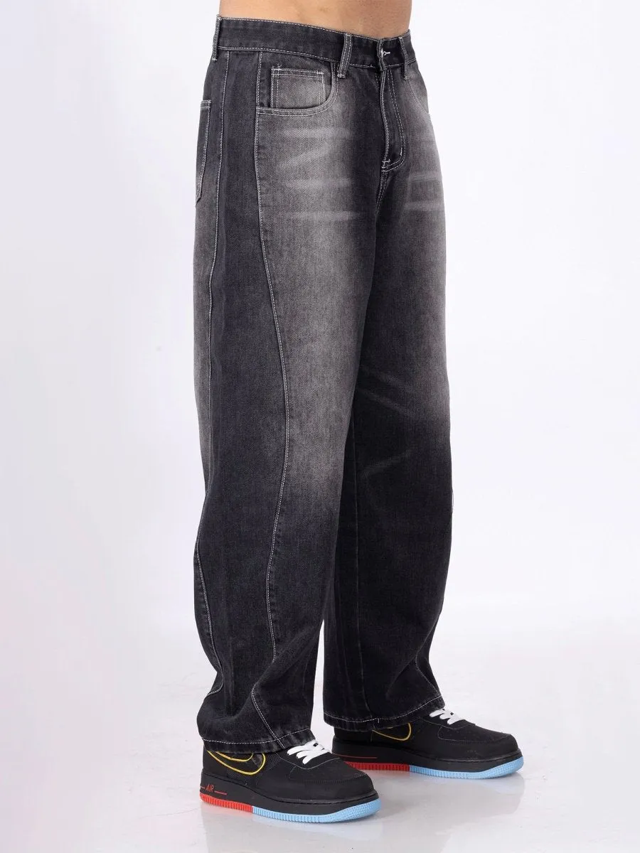 Pitch Black Loose Fit Jeans [ Unisex ]