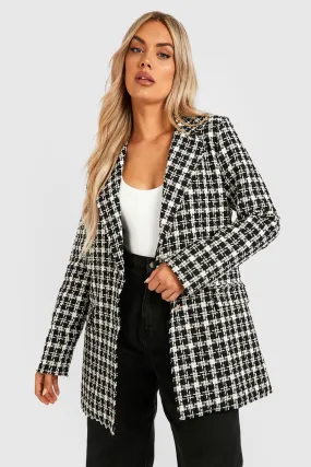 Plus Dogtooth Boucle Longline Blazer