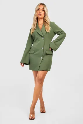 Plus Flare Sleeve Rhinestone Blazer Dress