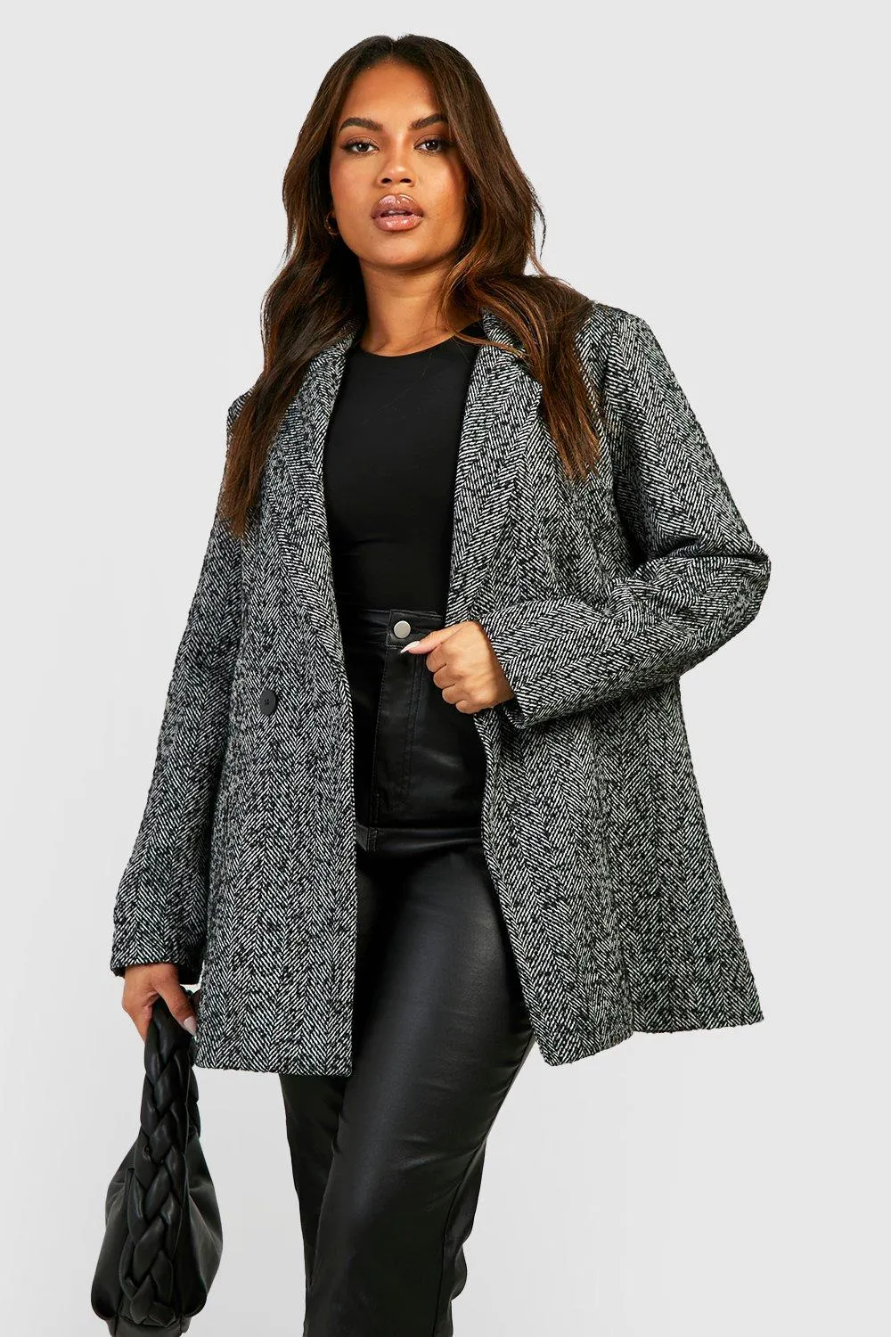 Plus Herringbone Blazer