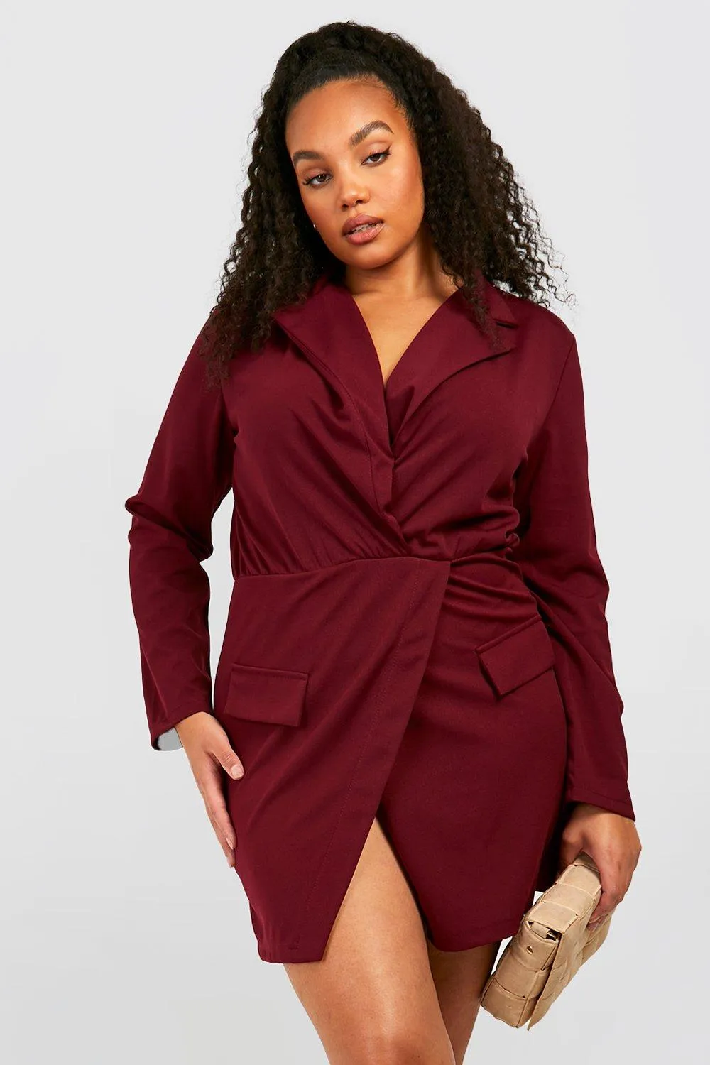 Plus Plunge Wrap Blazer Dress