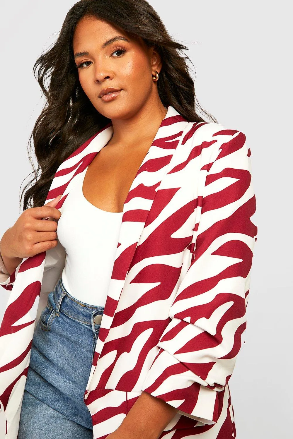 Plus Zebra Printed Blazer