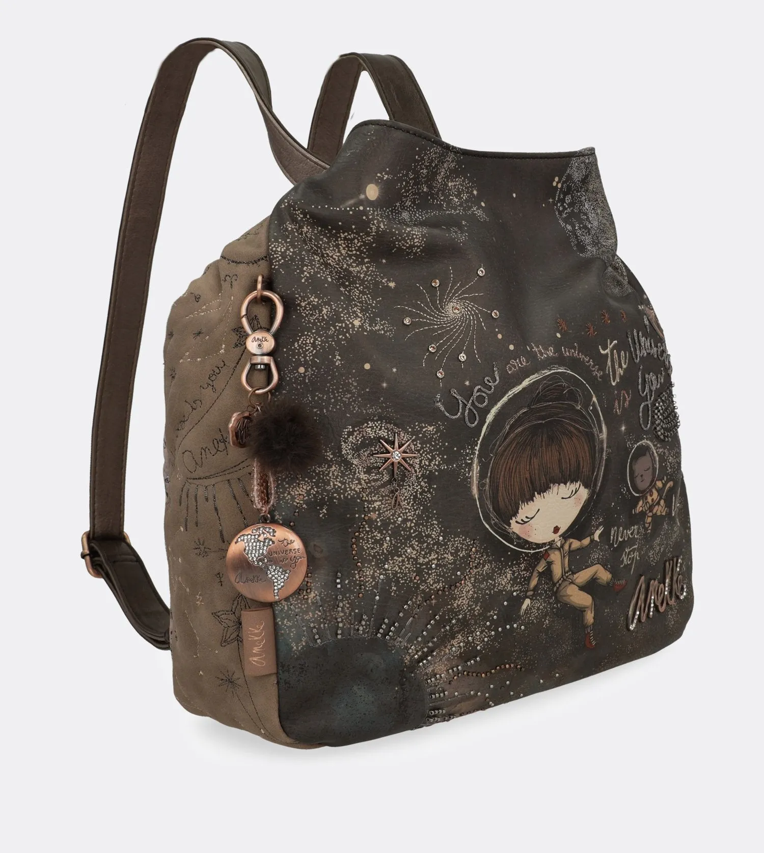 Pretty universe hobo bag that can be converted into a backpack