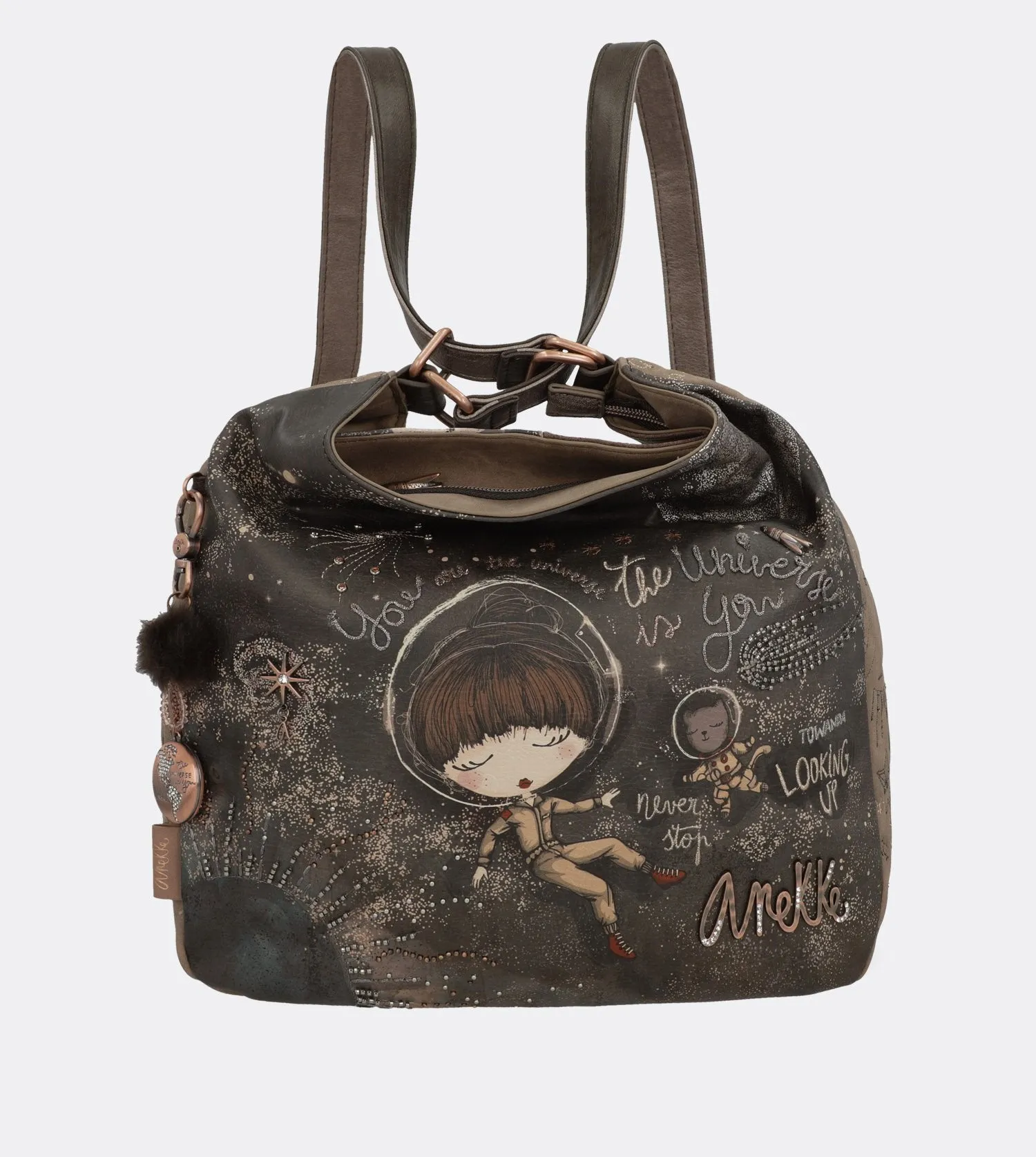 Pretty universe hobo bag that can be converted into a backpack