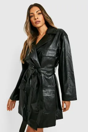 Pu Utility Belted Blazer Dress