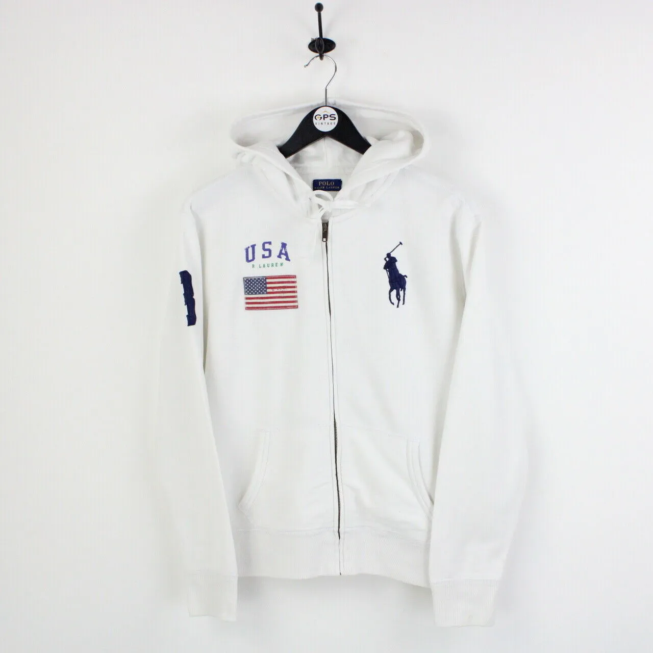 RALPH LAUREN 00s Hoodie White | Small