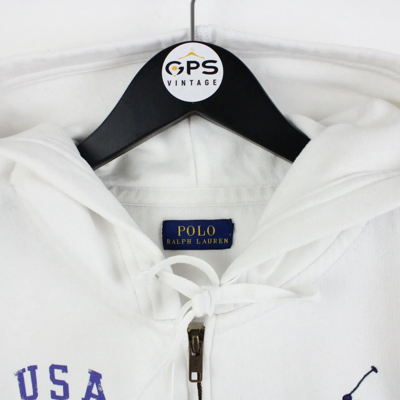 RALPH LAUREN 00s Hoodie White | Small