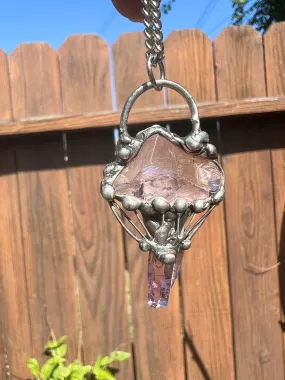 Raw Kunzite & Vera Cruz Mushroom Amulet no.1