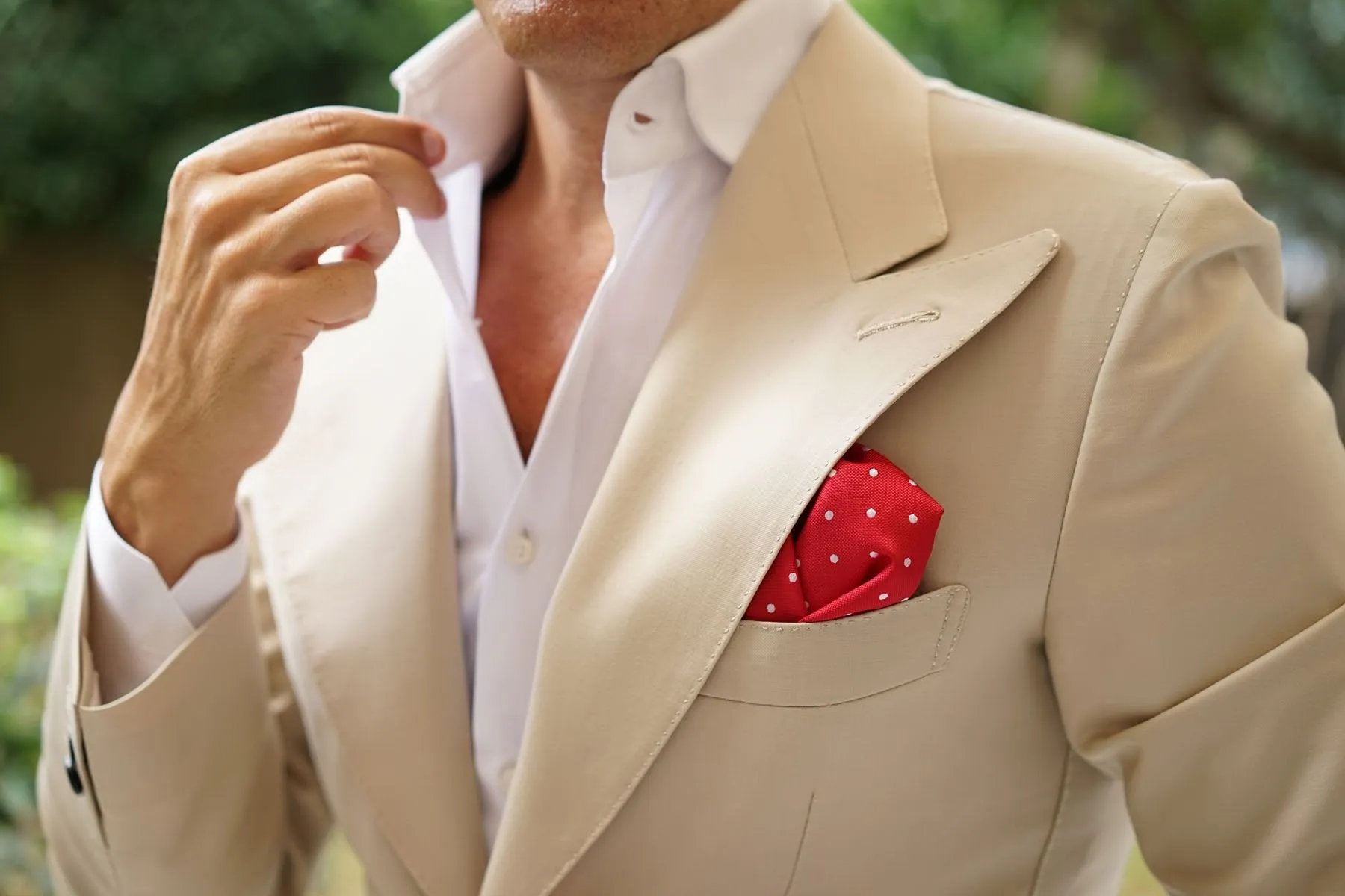 Red with White Polka Dots Pocket Square